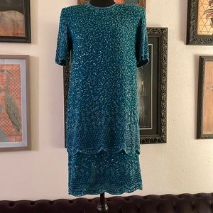Gorgeous heavily beaded Brilliante by J.A vintage dress.